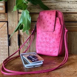 Ostrich Cellphone Bag LEATHER Crossbody Bag Cellphone Purse